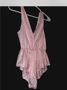 Pink Lace-Trim One-Piece Romper